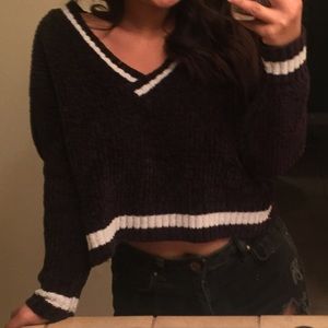 Knit Cropped Jersey Sweater Size Small